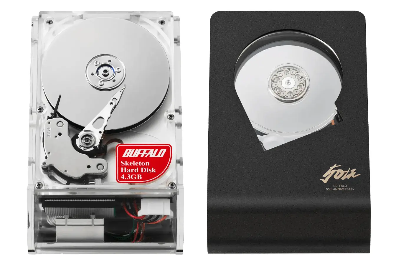 Buffalo's 50th-anniversary hard drive with a viewing window