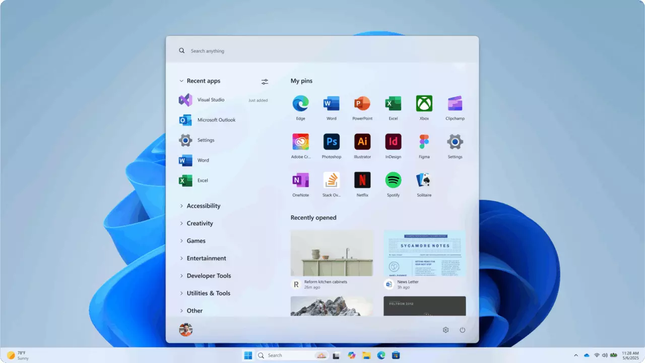 Windows 11 Start menu design concepts