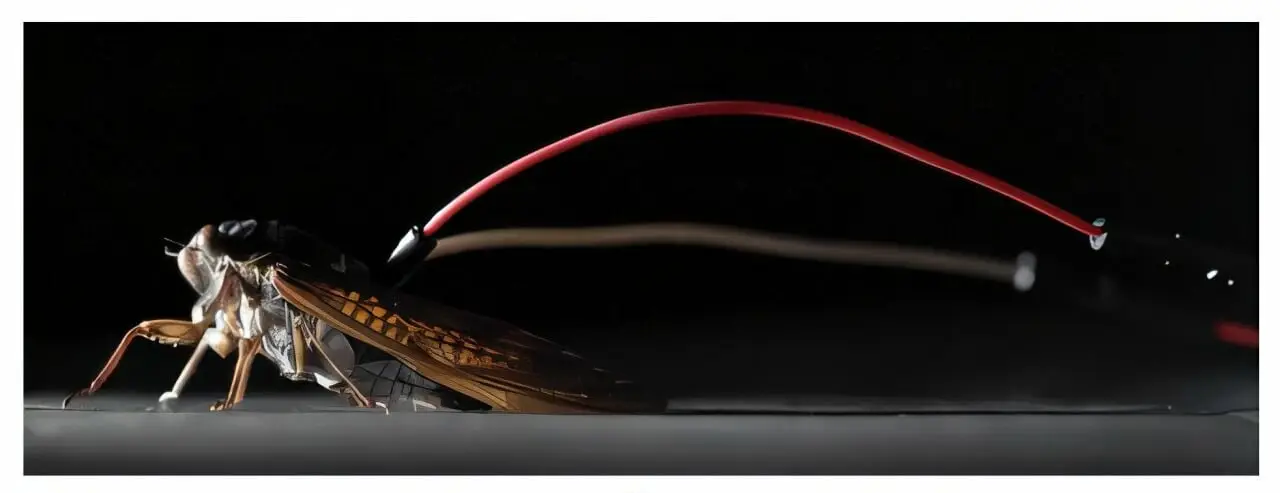 Cyborg cicada with electrodes implanted for sound control